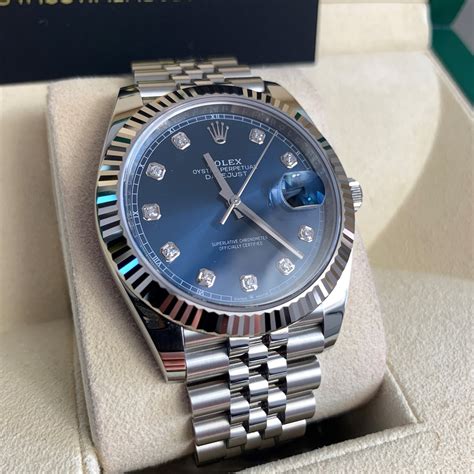 rolex datejust 41 blue diamond dial jubilee